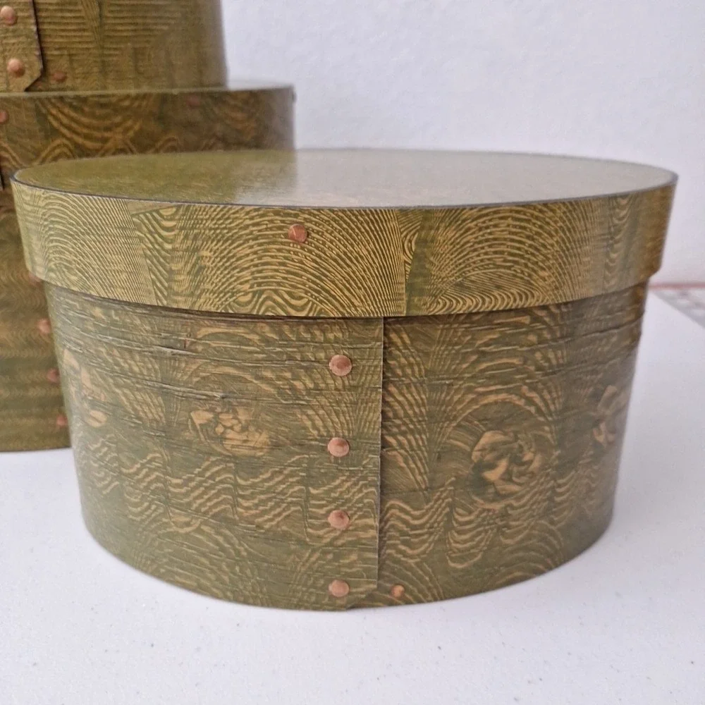 Set Of 3 Nesting Early Antique Thick Walled Solid Wood Pantry Box Mint Condition